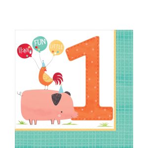 Friendly Farm 1st Birthday Lunch Napkins 36ct