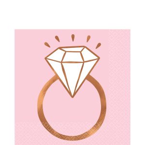 Blush & Rose Gold Diamond Ring Lunch Napkins 16ct