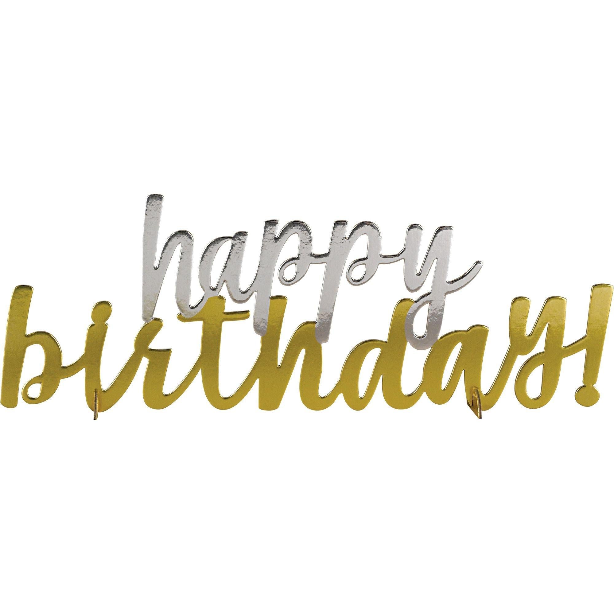 Metallic Gold & Silver Happy Birthday Centerpiece