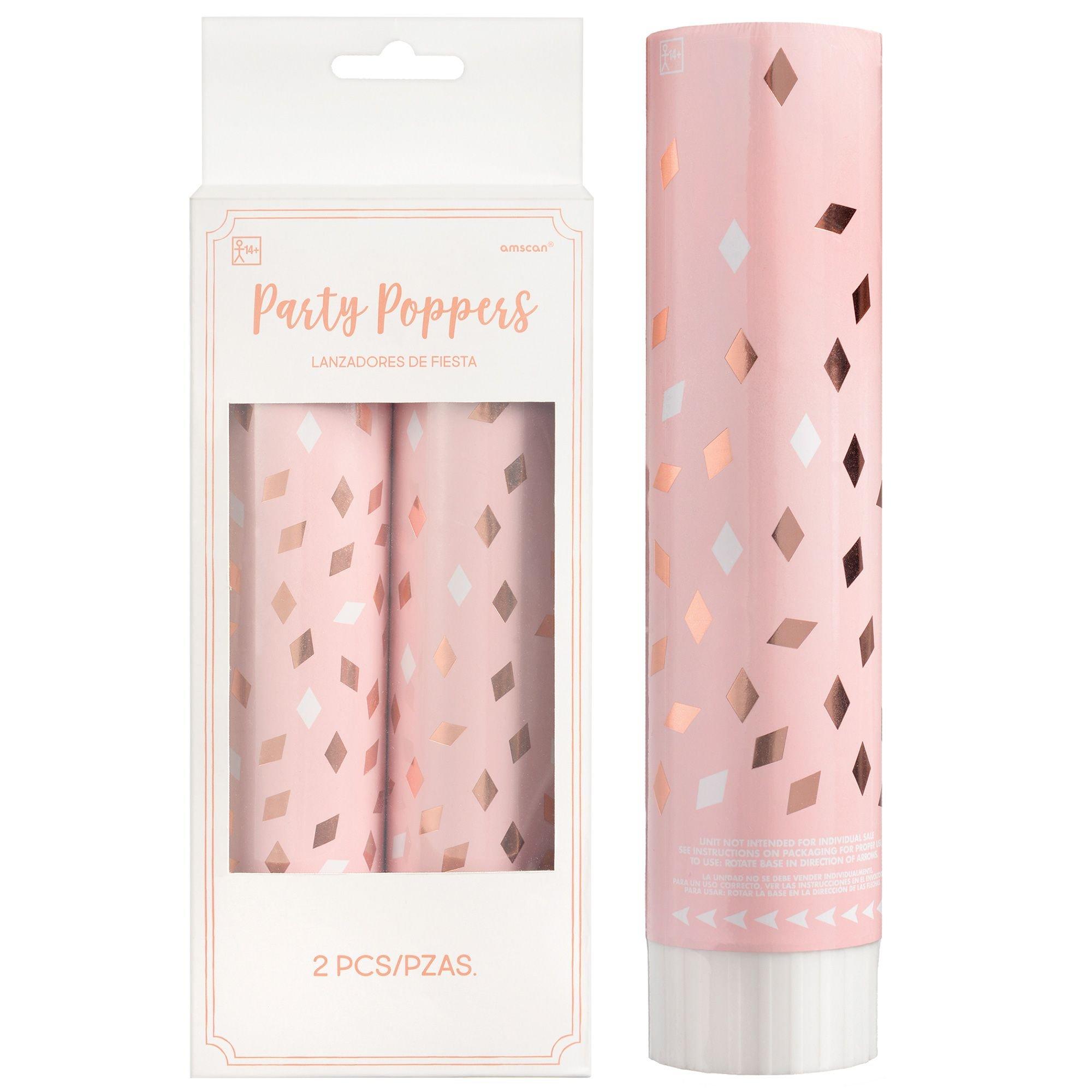 Metallic Blush Birthday Confetti Party Poppers 2ct