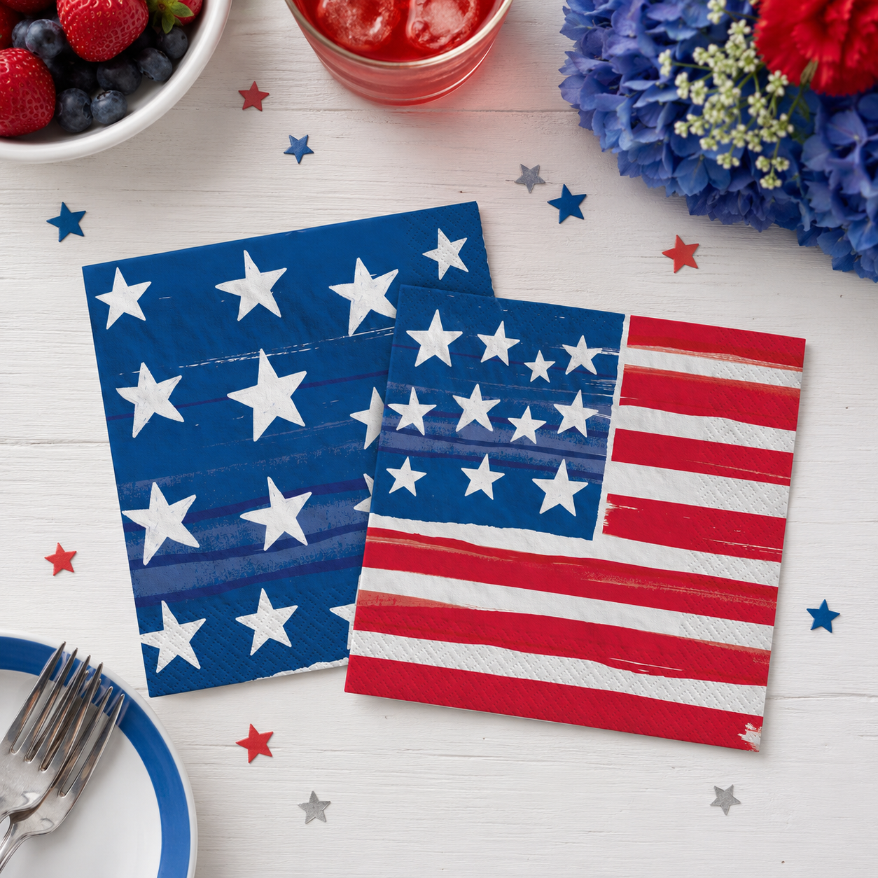 Painted Patriotic Paper Napkins. 16ct. Assorted Options - Image 5