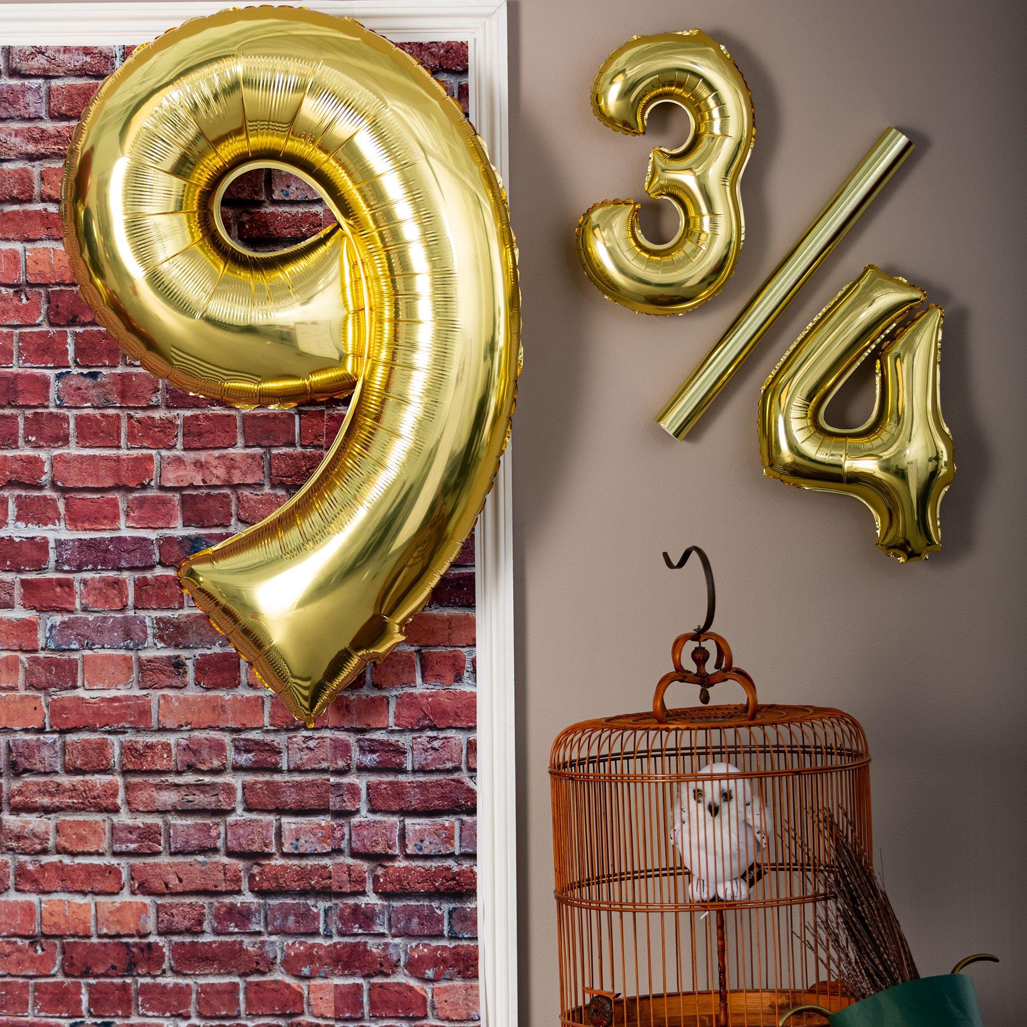 13in Air-Filled White Gold Number (0-9) Balloon - Image 3
